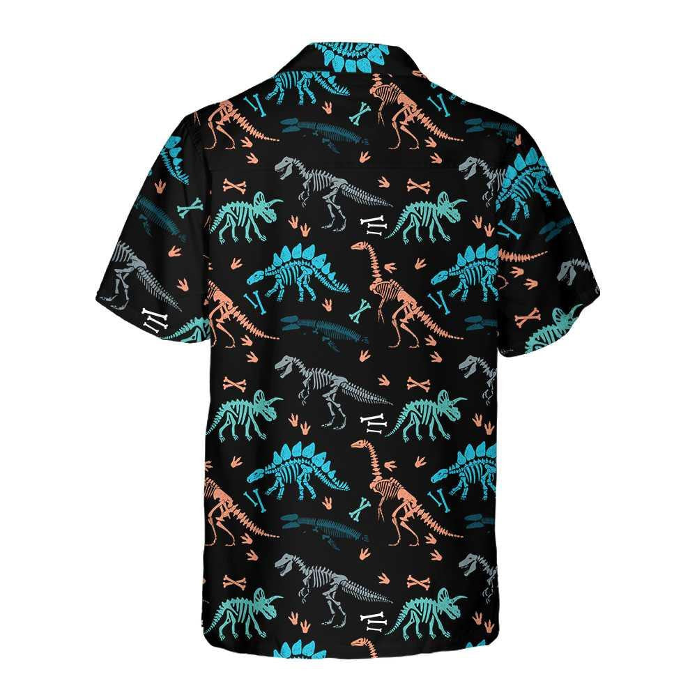 Dinosaur Skeleton Seamless Grunge Pattern Hawaiian Shirt,Hawaiian Shirt Gift, Christmas Gift