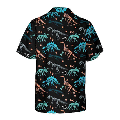 Dinosaur Skeleton Seamless Grunge Pattern Hawaiian Shirt,Hawaiian Shirt Gift, Christmas Gift