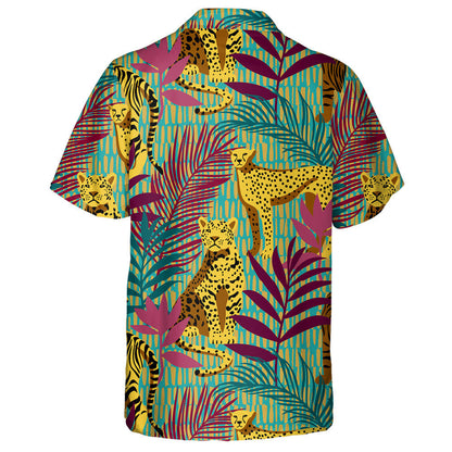 Bright Colorful Tropical Leopard And Tiger Hawaiian Shirt, Hawaiian For Gift