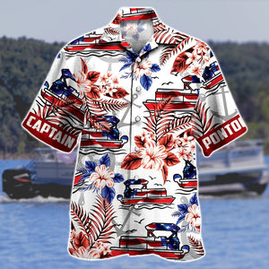 Awesome Pontoon Captain Flower Gift Hawaiian Shirt, Hawaiian For Gift