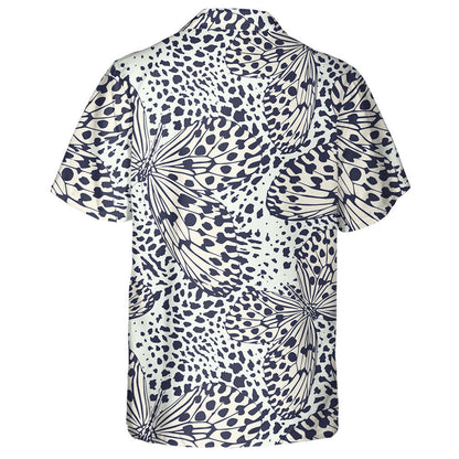 Butterfly On Leopard Trendy Animal Motif Hawaiian Shirt, Hawaiian For Gift