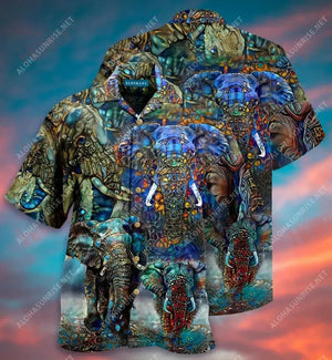 Abstract Elephant Unisex Short Hawaiian Shirt Ocean Hawaiian T Shirts Hawaiian Crazy Shirts Hawaiian Shirts For Men, Hawaiian Shirt Gift, Christmas Gift