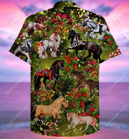 Capaill Léine Gearr Haváís Laethanta Saoire Léinte T Haváíacha Léinte haváíais Oirbheartaíochta Léinte Greannmhar haváíais, Bronntanas Léine Haváís, Bronntanas Nollag