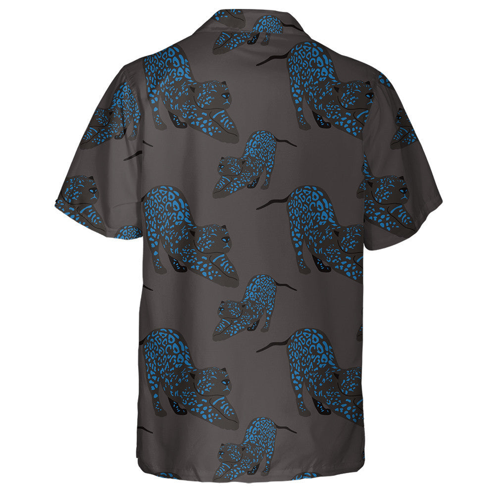 Modern Abstract Leopard Blue And Dark Hawaiian Shirt,Hawaiian Shirt Gift, Christmas Gift