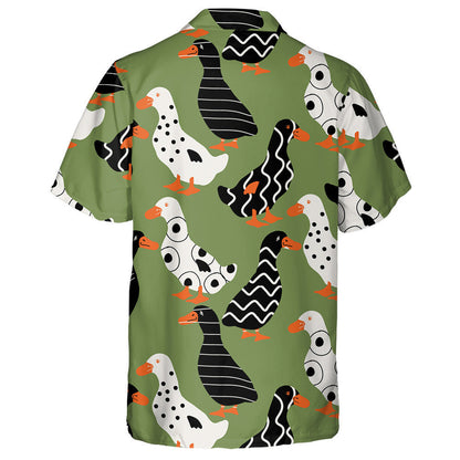 Cartoon Ducks Dot And Line On Green Hawaiian Shirt, Hawaiian Shirt Gift, Christmas Gift