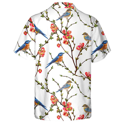 Birds Sitting On Beautiful Tropical Flowers Branch Hawaiian Shirt, Hawaiian Shirt Gift, Christmas Gift