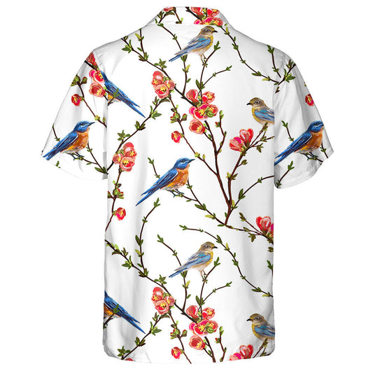 Birds Sitting On Beautiful Tropical Flowers Branch Hawaiian Shirt, Hawaiian Shirt Gift, Christmas Gift