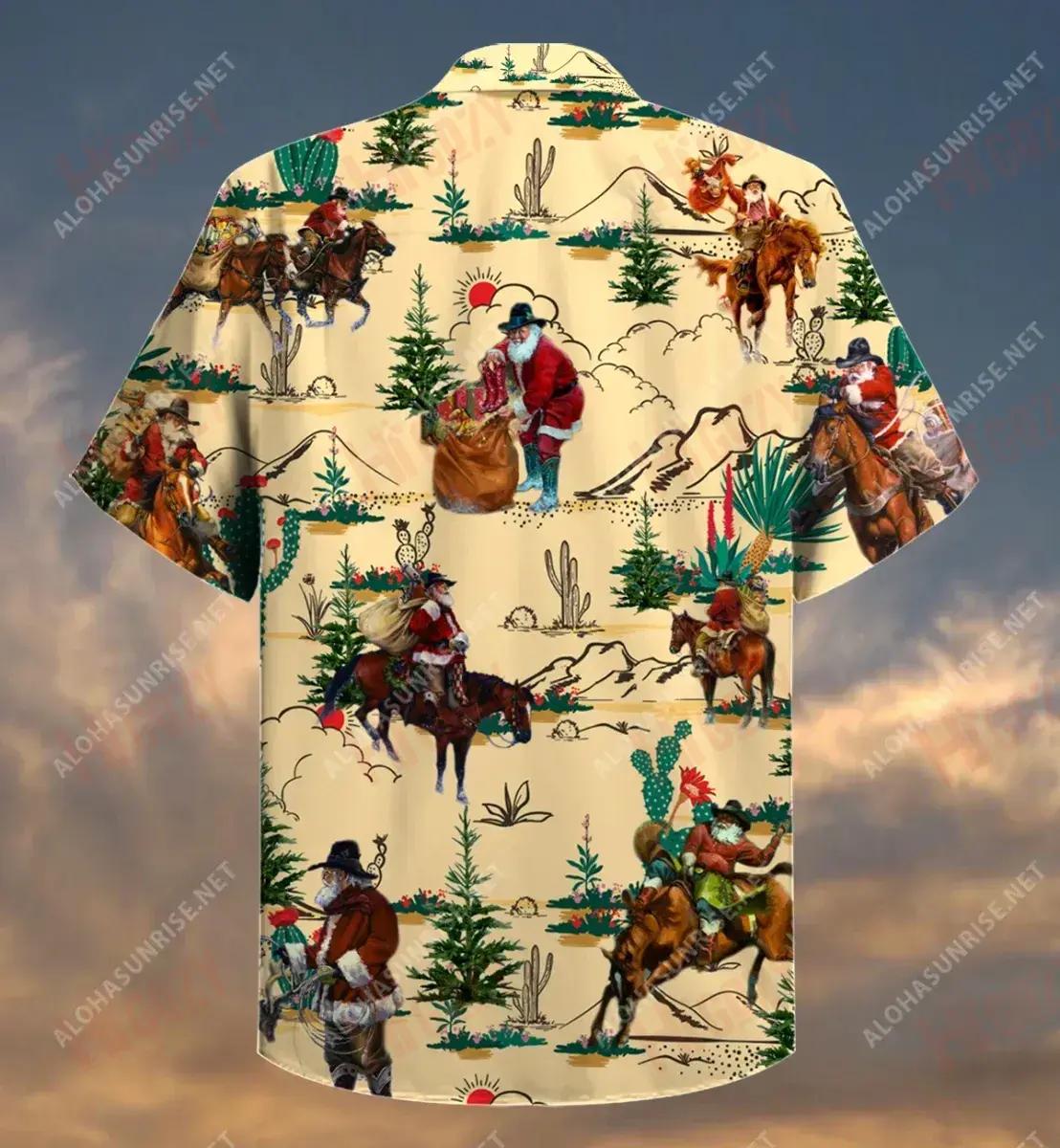 Cowboy Santa Claus Short Short Sleeve Shirt, Hwaiian For Gift