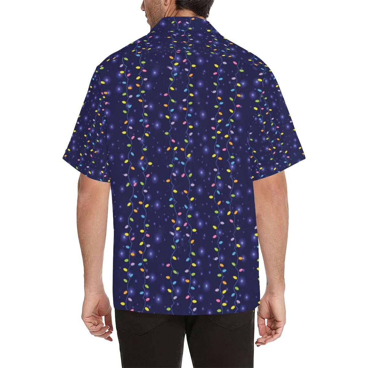 Christmas Night With Colorful Lights Pattern Hawaiian Shirt, Hawaiian For Gift
