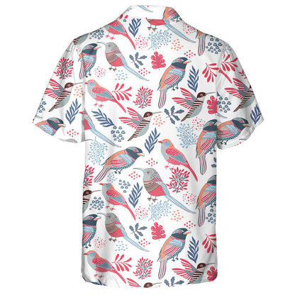 Colorful Birds In Different Actions With Floral Hawaiian Shirt, Hawaiian Shirt Gift, Christmas Gift