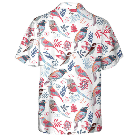 Colorful Birds In Different Actions With Floral Hawaiian Shirt, Hawaiian Shirt Gift, Christmas Gift