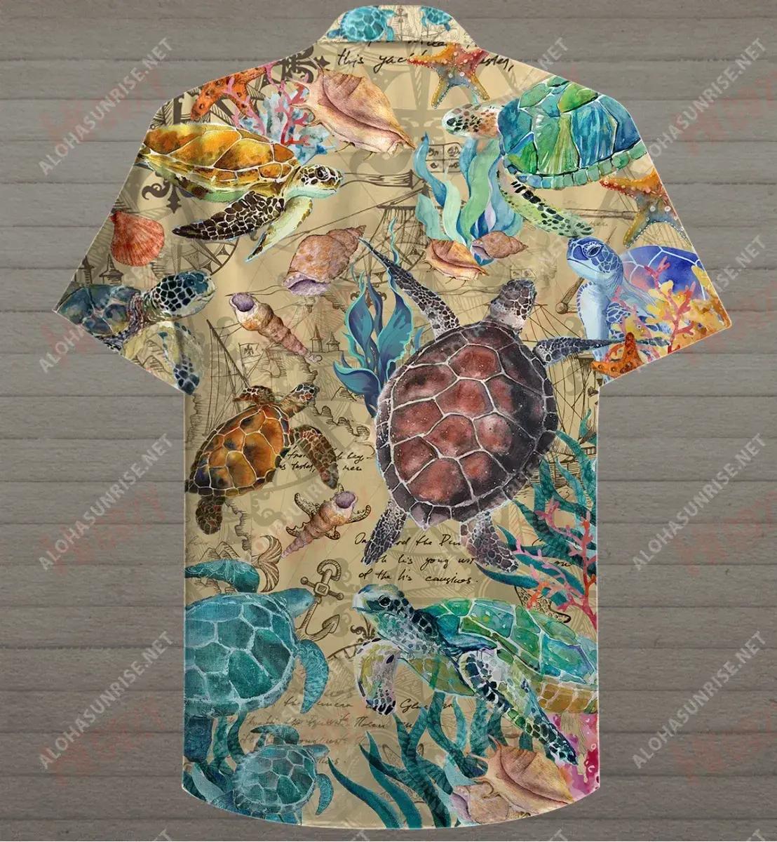 Turtar Faoin Aigéan Unisex Léine Gearr Haváís Samhraidh Aloha Shirt Léine Oirbheartaíochta Haváís Léinte haváíais d'Fhir, Bronntanas Léine Haváís, Bronntanas Nollag