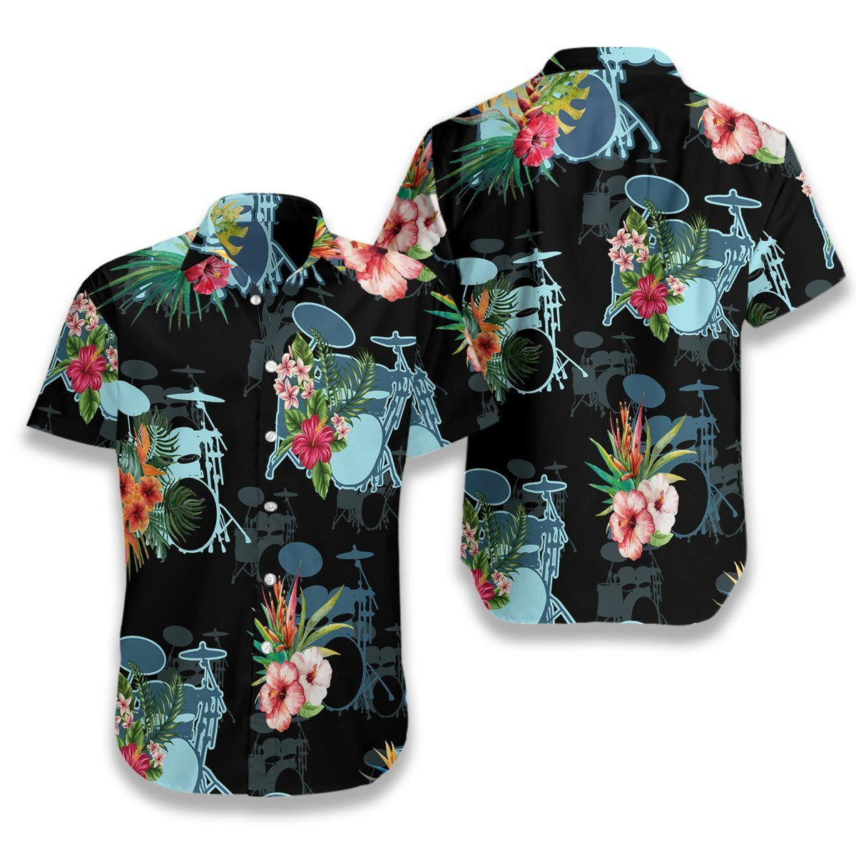 Musical Instrument Drums Pattern Hawaiian Shirt,,Hawaiian Shirt Gift, Christmas Gift