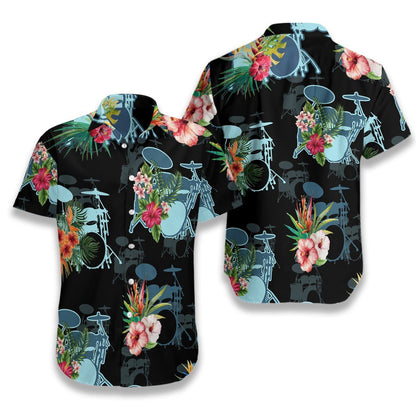Musical Instrument Drums Pattern Hawaiian Shirt,,Hawaiian Shirt Gift, Christmas Gift
