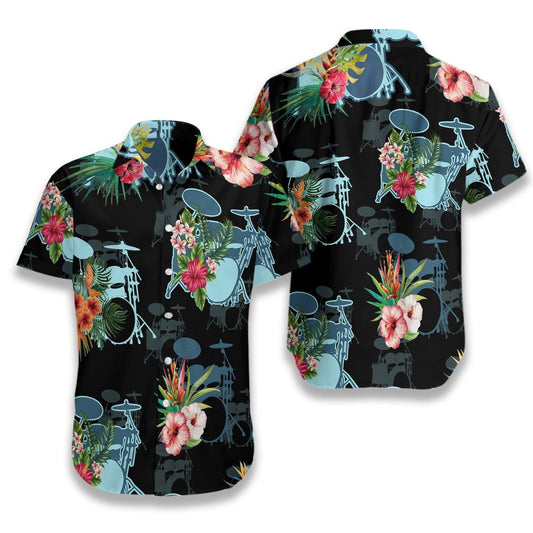 Musical Instrument Drums Pattern Hawaiian Shirt,,Hawaiian Shirt Gift, Christmas Gift