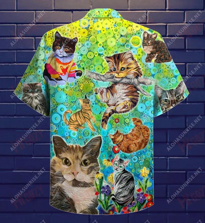 Fan Fluffy Beidh gach rud ceart go leor Cat Unisex Léine Haváís Aigéan Muinchille Gearr Léinte Crazy haváíais patrún Léine Haváís, bronntanas Léine haváíais, bronntanas Nollag