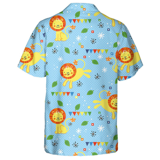 King Of The Jungle Lion With Leaves And Snowflake Hawaiian Shirt, Hawaiian Shirt Gift, Christmas Gift