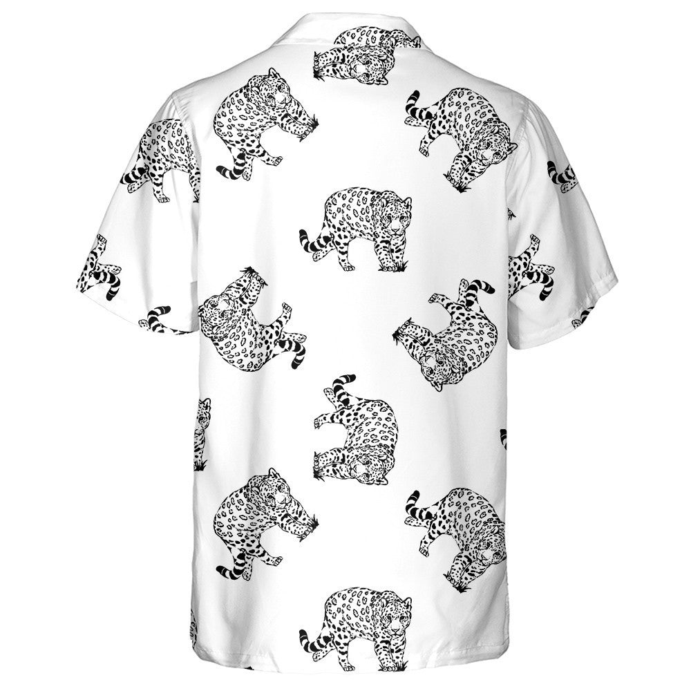 Wild African Sketch Style Leopards Isolated Hawaiian Shirt,Hawaiian Shirt Gift, Christmas Gift