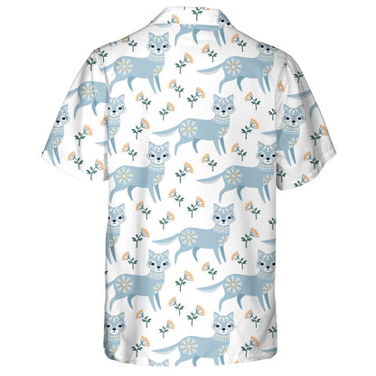 Folk Style With Wolf In Vintage Style Hawaiian Shirt, Hawaiian Shirt Gift, Christmas Gift