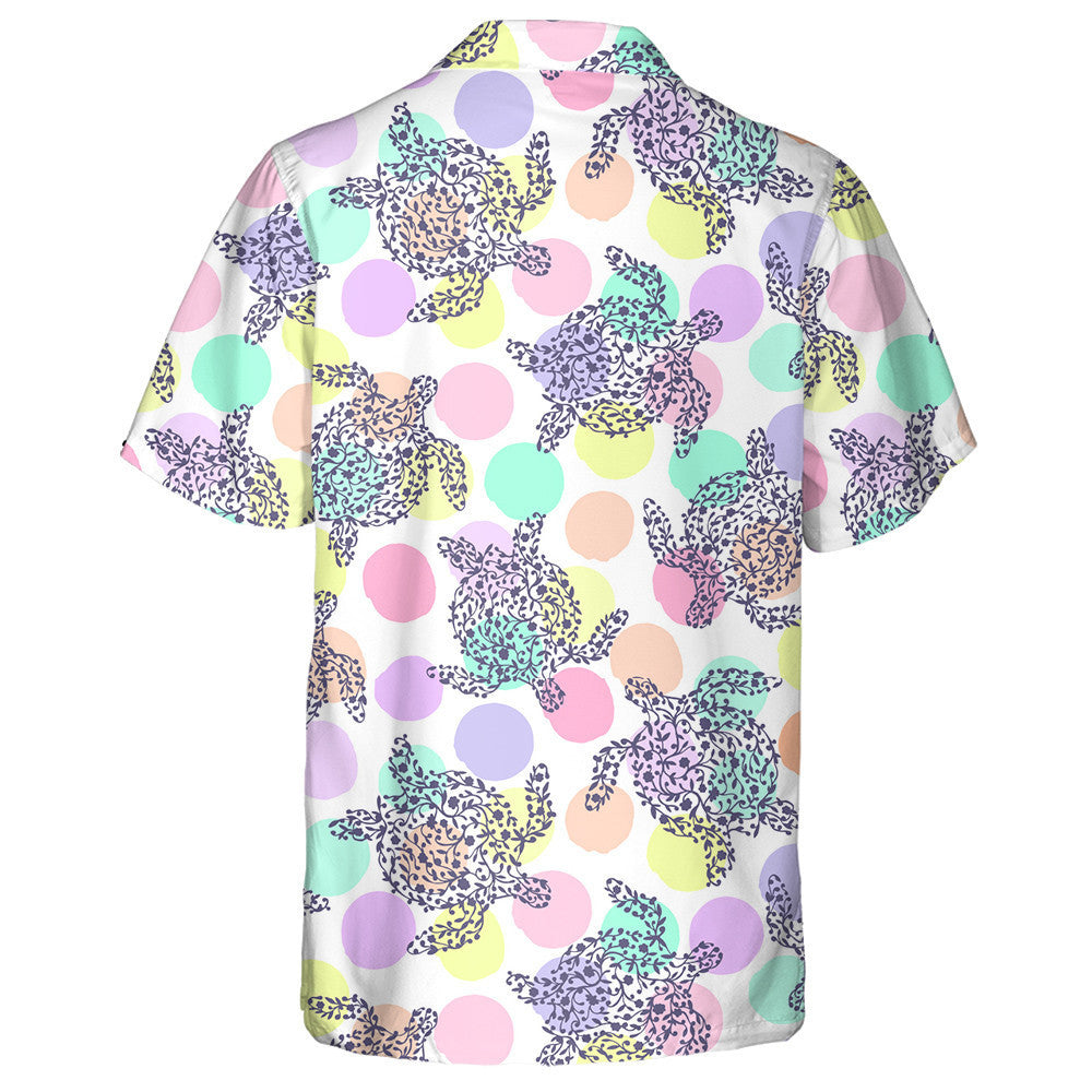 Flora Sea Turtles And Multicolored Big Dot Hawaiian Shirt, Hawaiian Shirt Gift, Christmas Gift