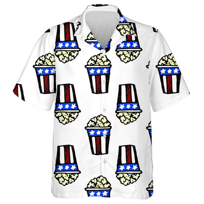 Hand Drawn Popcorn Box American Flag Colors Hawaiian Shirt, Hawaiian Shirt Gift, Christmas Gift