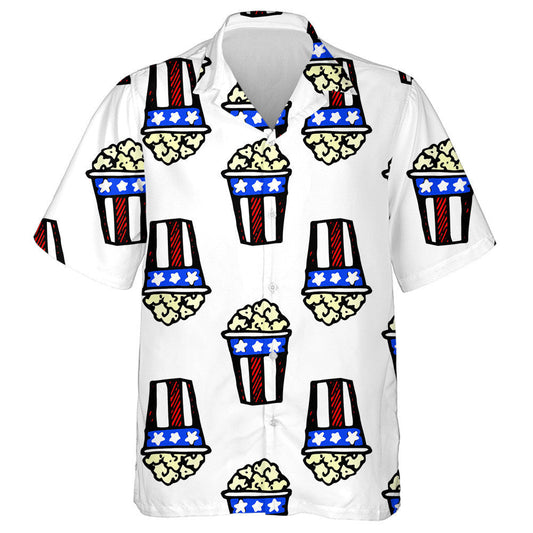 Hand Drawn Popcorn Box American Flag Colors Hawaiian Shirt, Hawaiian Shirt Gift, Christmas Gift