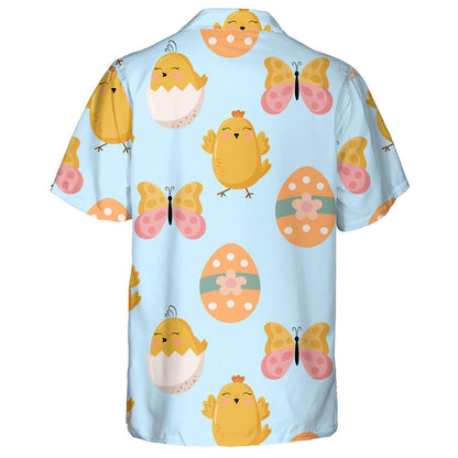 Adorable Chickens Butterfly And Faster Egg Hawaiian Shirt, Hawaiian For Gift