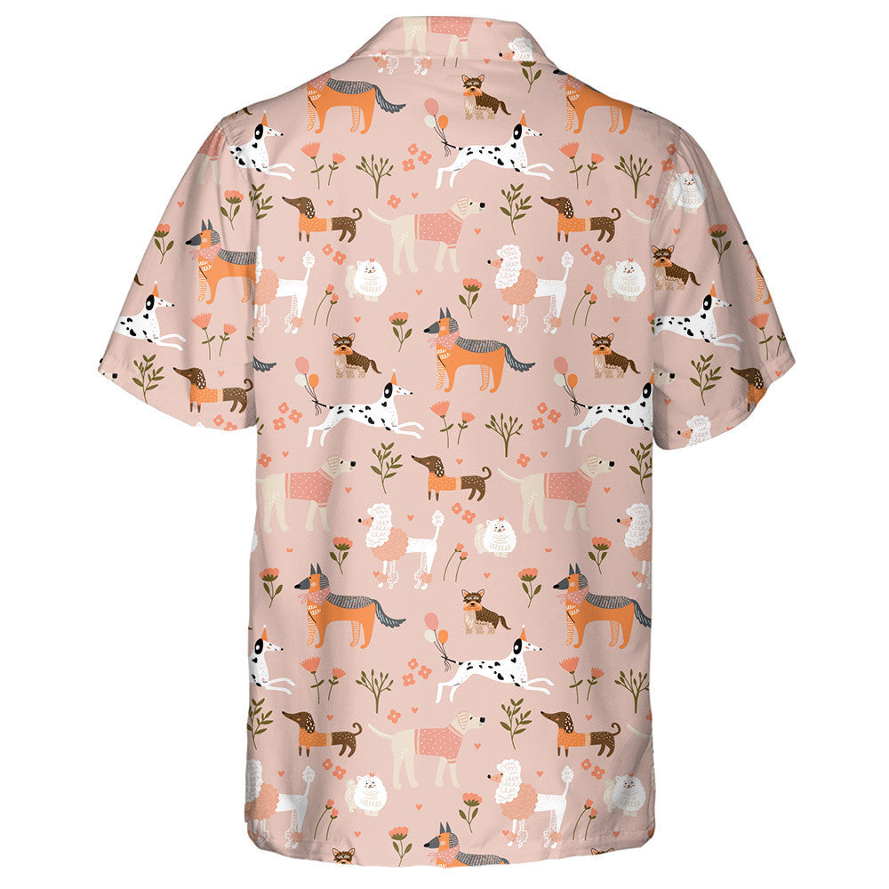 Colorful Dachshunds Dog On Flower Garden Hawaiian Shirt, Hawaiian For Gift