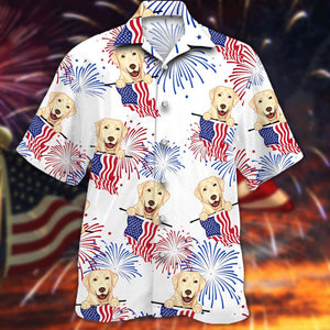 Labrador Retriever With American Flag Hawaiian Shirt, Hawaiian For Gift