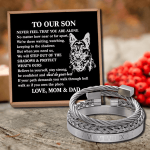 To Our Son - Never Feel That You Are Alone Roman Numeral Bracelet Set