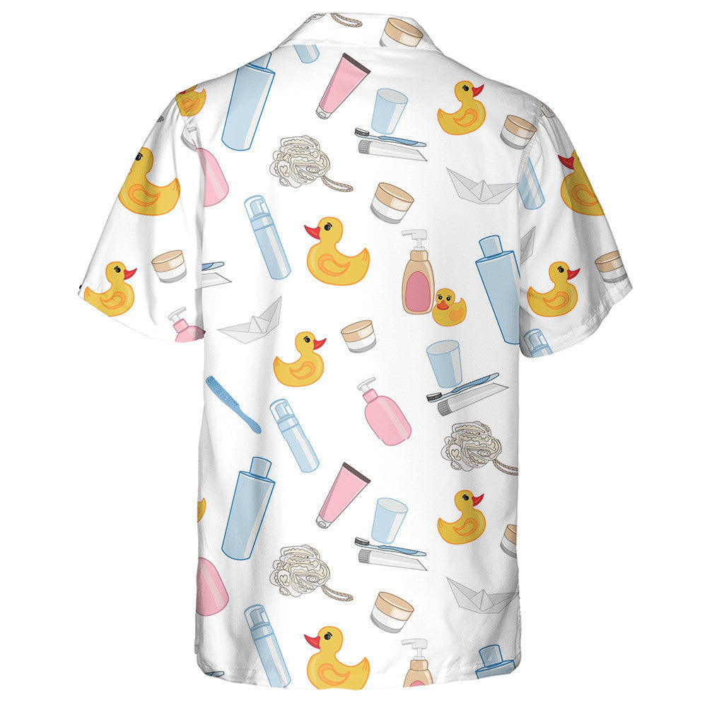Hand Drawn Ducks And Beauty Products Hawaiian Shirt, Hawaiian For Gift