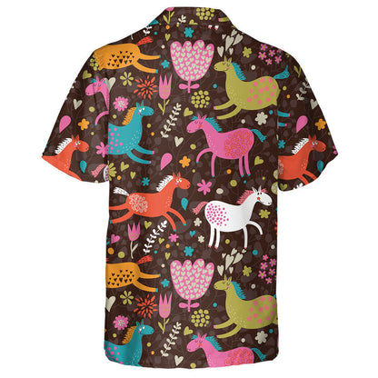 Funny Horses In Flowers In Vintage Style Hawaiian Shirt, Hawaiian Shirt Gift, Christmas Gift