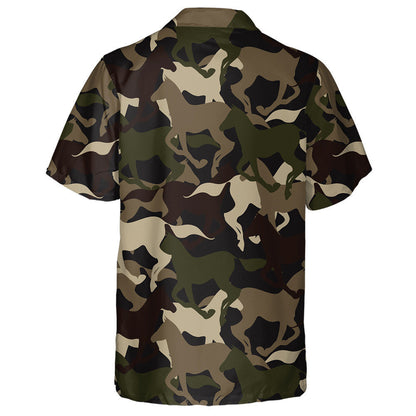 Beautiful Camouflage Horse Silhouette Military Backgound Hawaiian Shirt, Hawaiian Shirt Gift, Christmas Gift