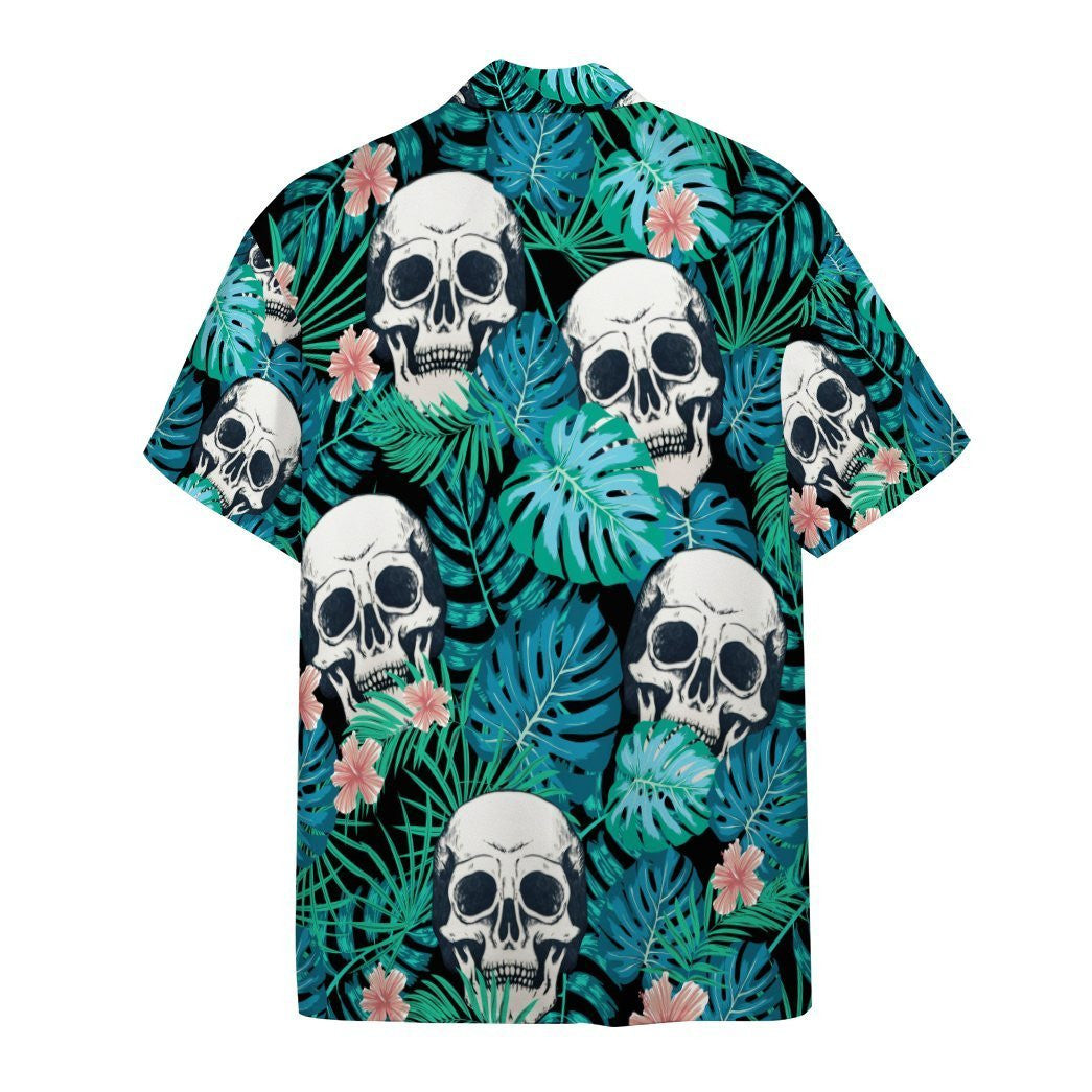 Naughty Skull Tropical Background Design Hawaiian Shirt,Hawaiian Shirt Gift, Christmas Gift