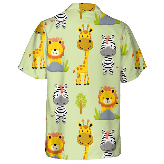 Cute Animals Lion Zebra Giraffe And Tree Hawaiian Shirt, Hawaiian Shirt Gift, Christmas Gift