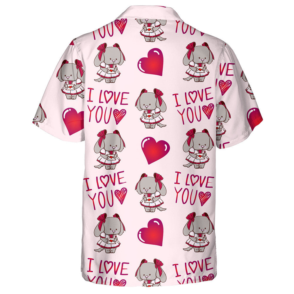 Sweet Dog With Heart And Love Letter Hawaiian Shirt, Hawaiian Shirt Gift, Christmas Gift