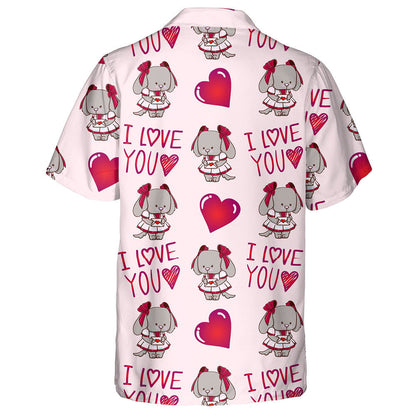 Sweet Dog With Heart And Love Letter Hawaiian Shirt, Hawaiian Shirt Gift, Christmas Gift