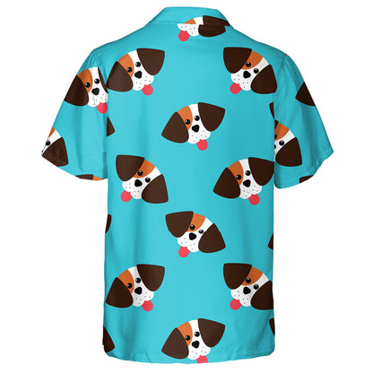 Cute Beagle Puppy Head On Blue Hawaiian Shirt,Hawaiian Shirt Gift, Christmas Gift