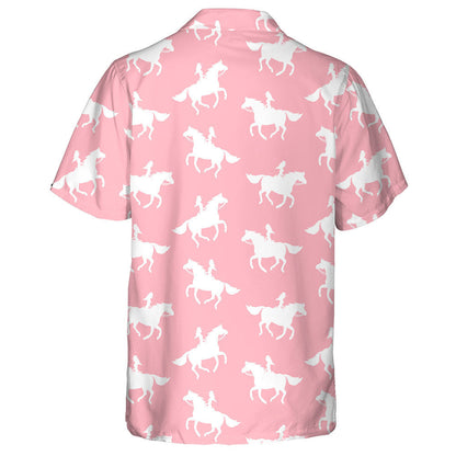Girl Woman Riding Running Horse Silhouette Hawaiian Shirt, Hawaiian Shirt Gift, Christmas Gift