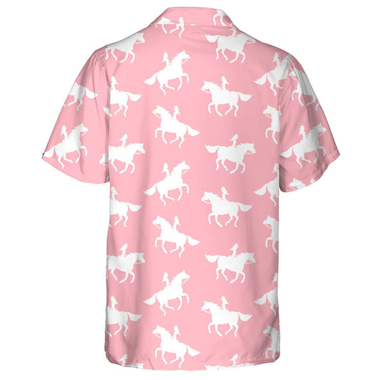 Girl Woman Riding Running Horse Silhouette Hawaiian Shirt, Hawaiian Shirt Gift, Christmas Gift