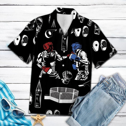 Boxing Champion Ring In Black Hawaiian Shirt, Hawaiian For Gift