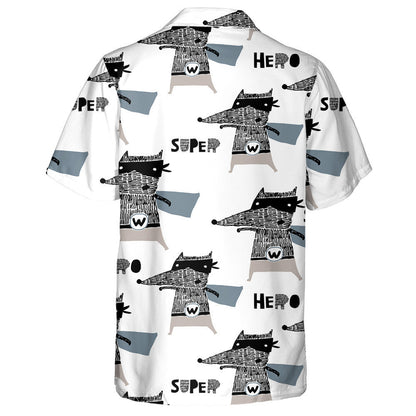 Hand Drawn Wolf Hero In Vintage Style Hawaiian Shirt, Hawaiian Shirt Gift, Christmas Gift