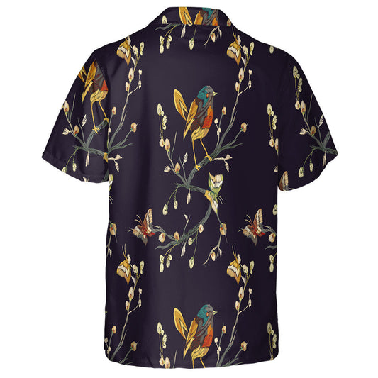 Bird Perched On Tree Brach Seeing Butterfly Hawaiian Shirt, Hawaiian Shirt Gift, Christmas Gift