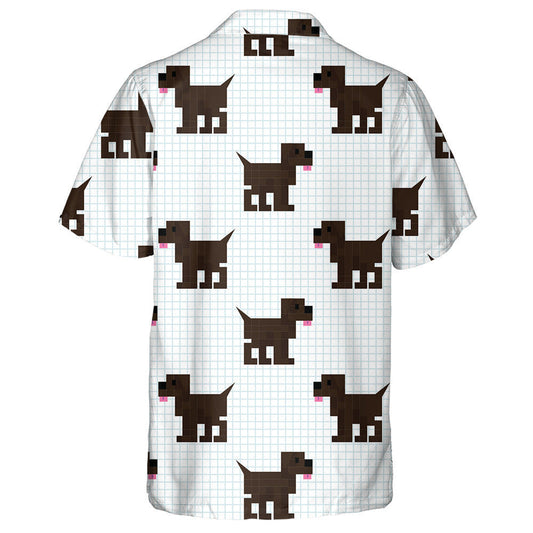 Brown Pixel Beagle Puppy Check Background Hawaiian Shirt, Hawaiian Shirt Gift, Christmas Gift