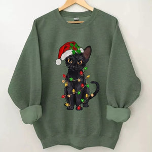 Black Cat Christmas Sweatshirt, Christmas Sweatshirt, Christmas Shirt, Christmas Sweatshirt, Cute Winter Sweatshirt