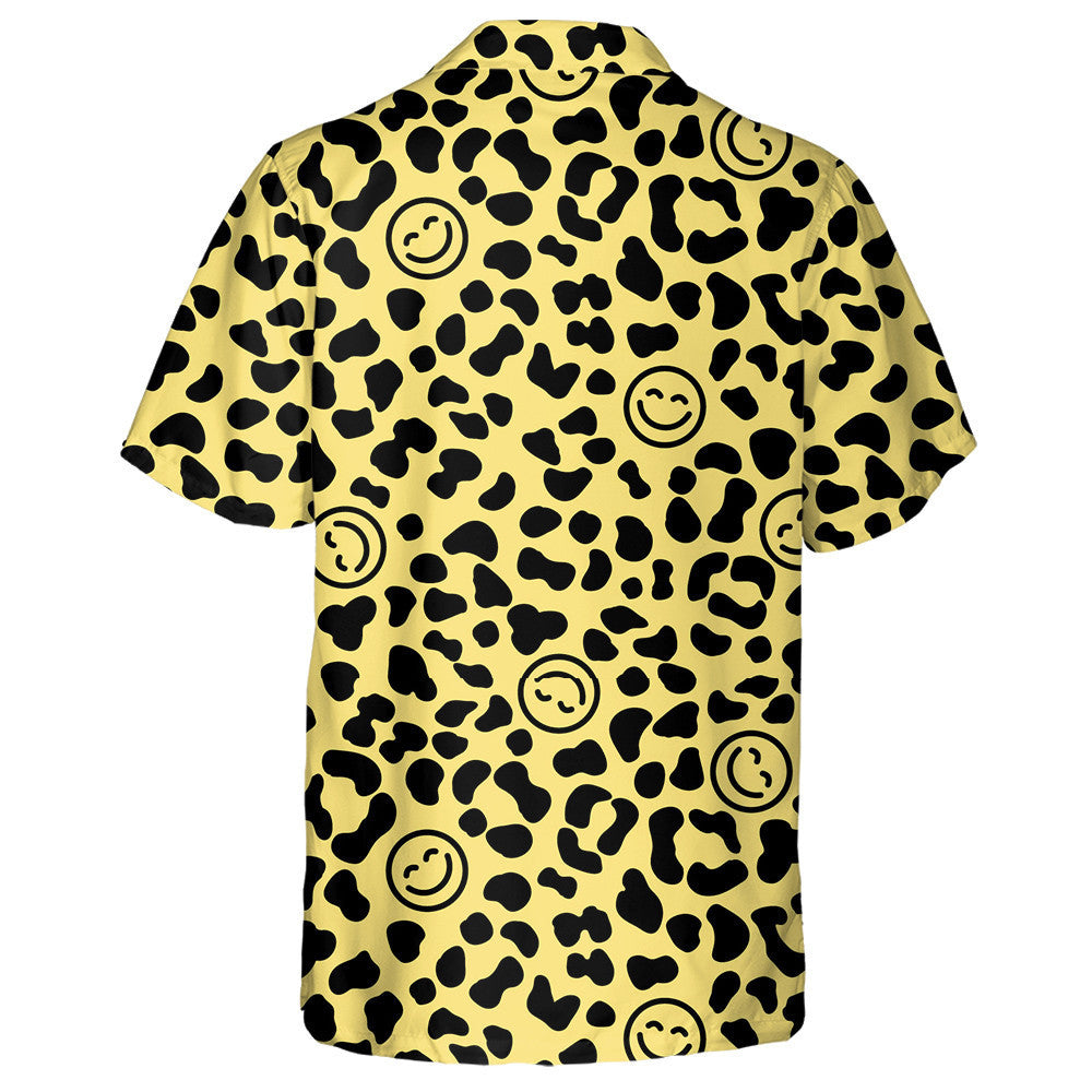 Leopard Skin With Happy Face Smiling Emoticon Hawaiian Shirt, Hawaiian Shirt Gift, Christmas Gift