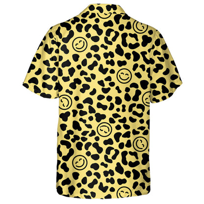 Leopard Skin With Happy Face Smiling Emoticon Hawaiian Shirt, Hawaiian Shirt Gift, Christmas Gift