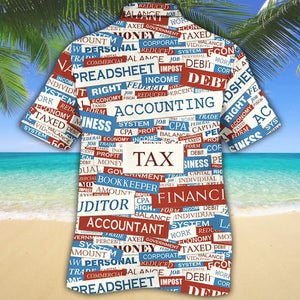 Accounting Text Blue And Red Pattern Gift Hawaiian Shirt, Hawaiian Shirt Gift, Christmas Gift