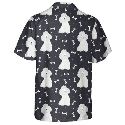 Poodles With Bones On Black Background Hawaiian Shirt,Hawaiian Shirt Gift, Christmas Gift