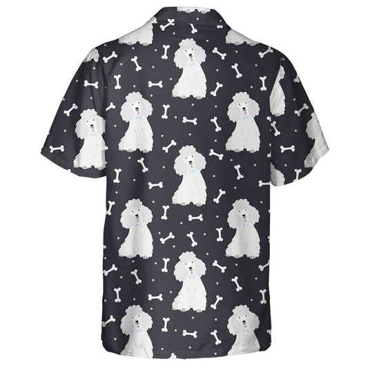 Poodles With Bones On Black Background Hawaiian Shirt,Hawaiian Shirt Gift, Christmas Gift